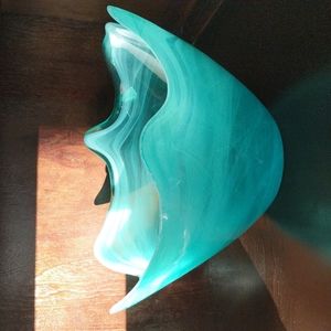 12" round Blue Glass Bowl